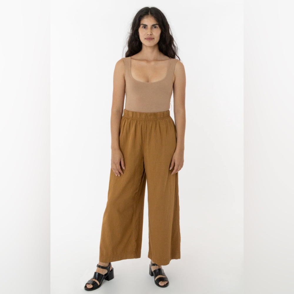 Los Angeles Apparel Cotton Twill Wide Pants, M, Brass